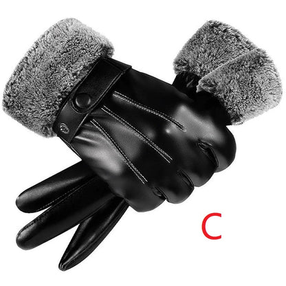 Winter Fashion Gloves Black Leather Driving Gloves Thin Style Full Finger Touchscreen Men Gloves No 3