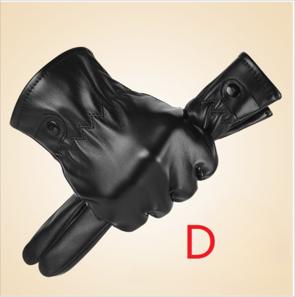 Winter Fashion Gloves Black Leather Driving Gloves Thin Style Full Finger Touchscreen Men Gloves No 4