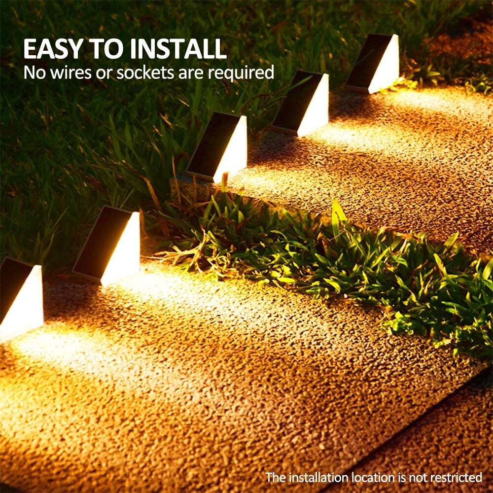 Outdoor Solar Step Lights, Waterproof, Warm White RGB, Auto On Patio Yard Driveway Porch Lighting