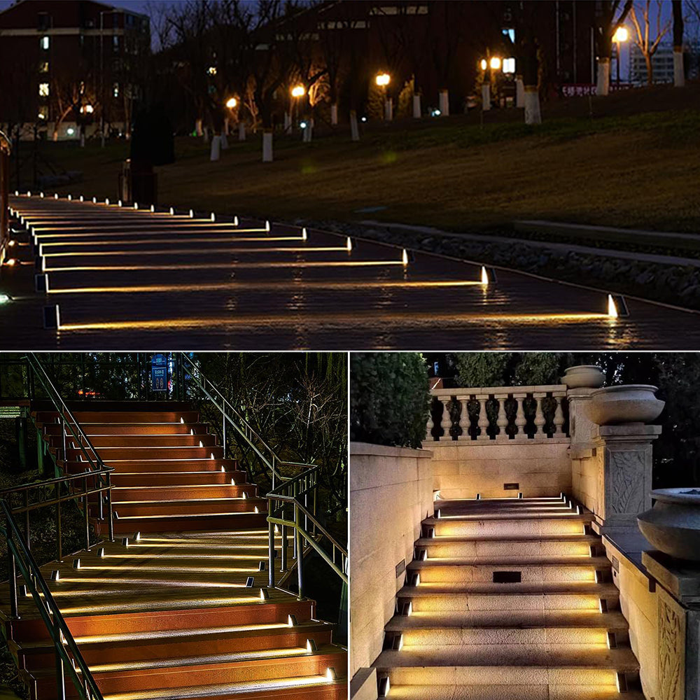 Outdoor Solar Step Lights, Waterproof, Warm White RGB, Auto On Patio Yard Driveway Porch Lighting