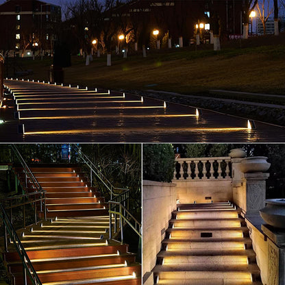 Outdoor Solar Step Lights, Waterproof, Warm White RGB, Auto On Patio Yard Driveway Porch Lighting