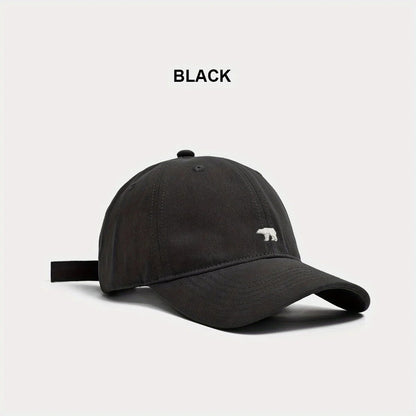 Breathable Adjustable Bear Embroidered Cap, Sun Protective Stylish Baseball Hat for Men Women Casual Wear