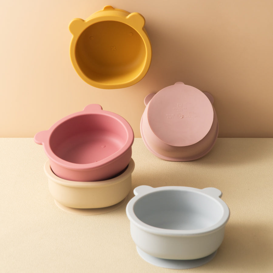Training Baby Stuff Cartoon Cute Bear, Silicone Baby Tableware, Shape Bowl Toddler Tableware, Suction Dinner Set Eating