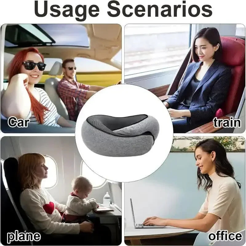 Pillow Snail Style Travel Neck, Travel Neck Pillow Memory Foam, Portable Adjustable Soft Noon Break Sleep Pillow