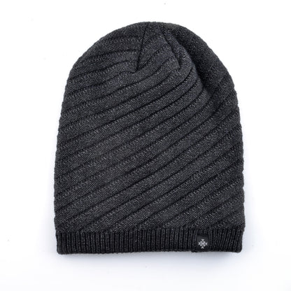 Knitting Striped Winter Knitted Beanie, Outdoor Warm Mens Thick Hats, Double Layers With Velvet Ski Beanies For Men