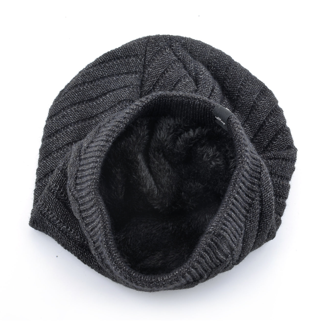 Knitting Striped Winter Knitted Beanie, Outdoor Warm Mens Thick Hats, Double Layers With Velvet Ski Beanies For Men