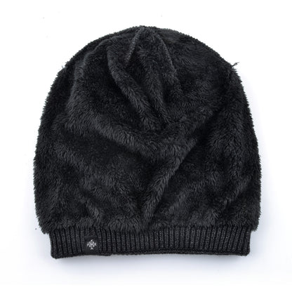 Knitting Striped Winter Knitted Beanie, Outdoor Warm Mens Thick Hats, Double Layers With Velvet Ski Beanies For Men