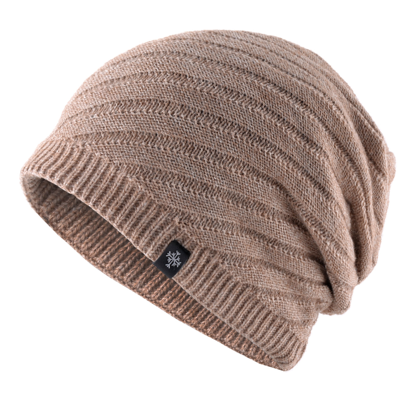 Knitting Striped Winter Knitted Beanie, Outdoor Warm Mens Thick Hats, Double Layers With Velvet Ski Beanies For Men