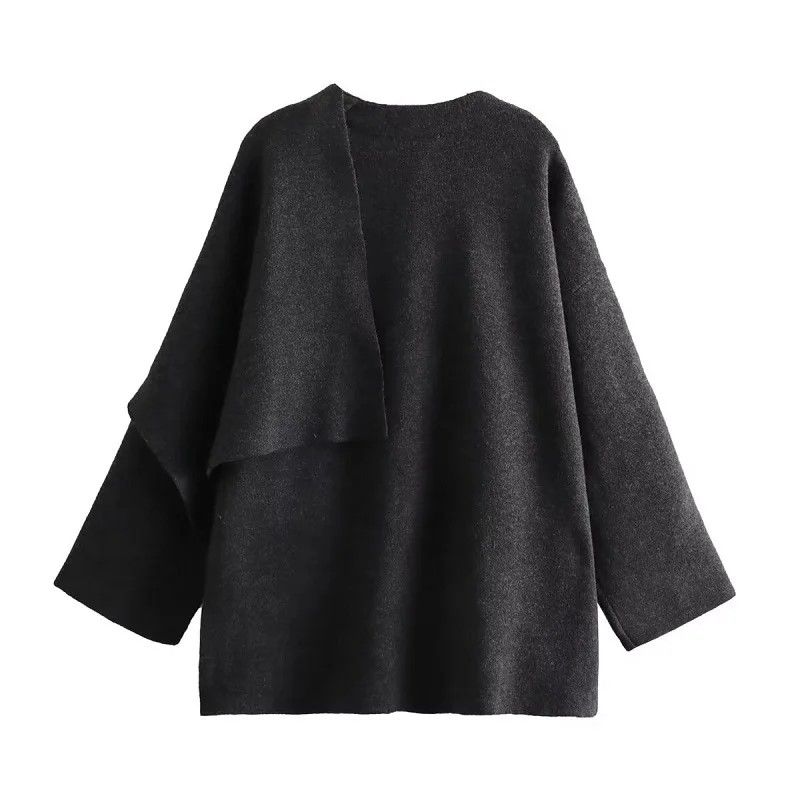 LuxeShield Asymmetric Scarf Plush Winter Coat Warm Padded LongLine Jacket For Women 2