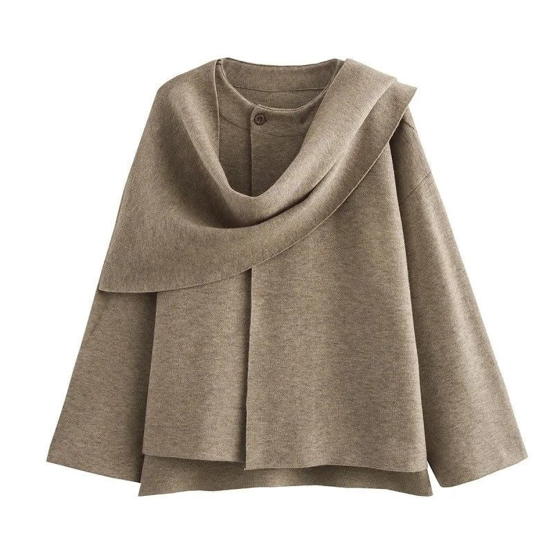 LuxeShield Asymmetric Scarf Plush Winter Coat Warm Padded LongLine Jacket For Women 3