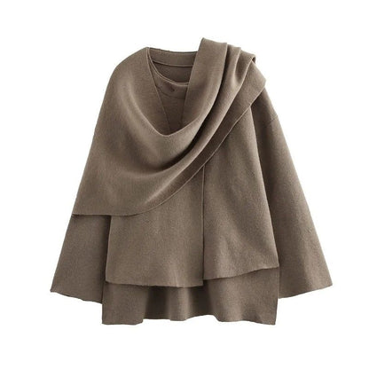 LuxeShield Asymmetric Scarf Plush Winter Coat Warm Padded LongLine Jacket For Women 5