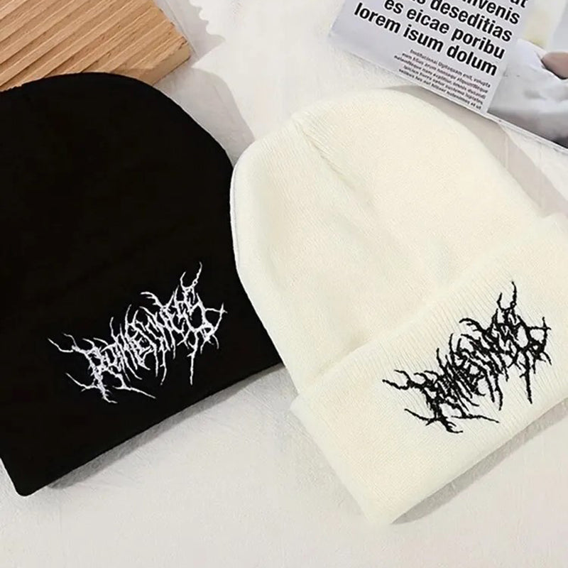 Warm Women Men Winter Beanies Hats, Gothic Street Punk Bonnet, Acrylic Fashion Skullies, Knitted Caps Keep Warm