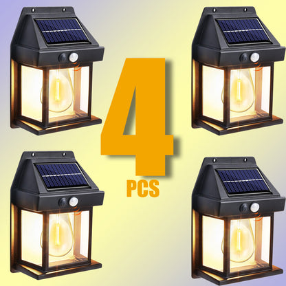 Solar Powered, Waterproof Outdoor, Wall Light with Motion Sensor, Tungsten Filament, Garden Yard Decoration, LED Lamp