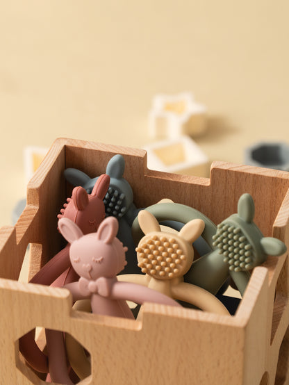 Toys Teething Infant Chewing Toy, Color Kids Silicone Teether, Gifts Newborn Cartoon Rabbit Teether