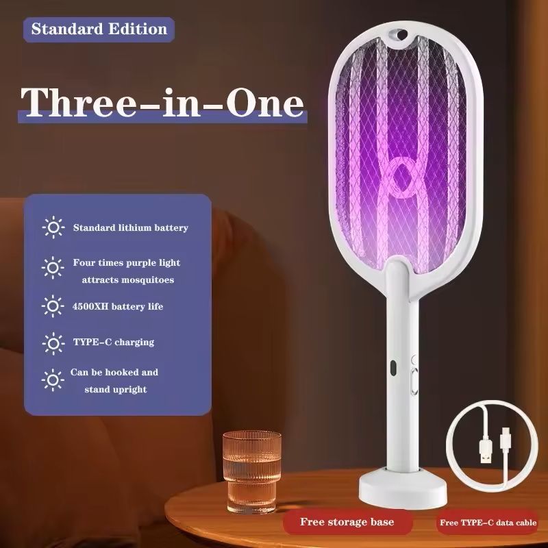3 In 1 Rechargeable 3000V Mosquito Swatter And Killer Lamp 4