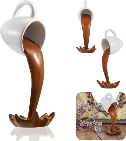 Spilling Magic Pouring Splash, Floating Spilling Coffee Cup, Kitchen Sculpture Decoration, Creative Desktop Home Decor