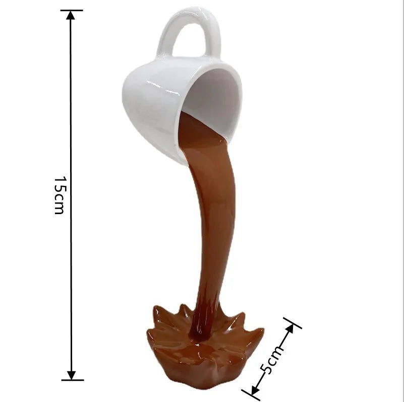 Spilling Magic Pouring Splash, Floating Spilling Coffee Cup, Kitchen Sculpture Decoration, Creative Desktop Home Decor