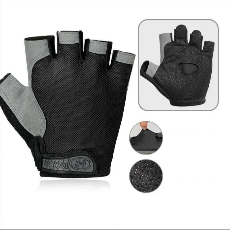 Fingerless Gloves, Shock Absorbing Sports Gloves, Anti Slip Gym Gloves, Breathable Training Gloves for Weight Cycling