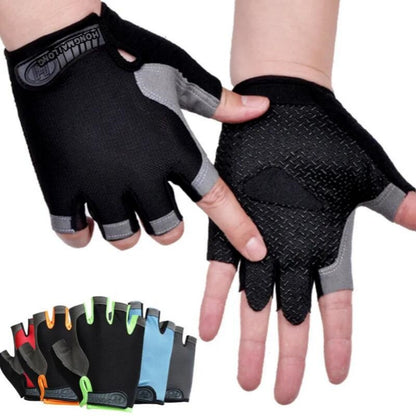 Fingerless Gloves, Shock Absorbing Sports Gloves, Anti Slip Gym Gloves, Breathable Training Gloves for Weight Cycling