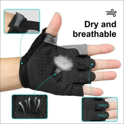 Fingerless Gloves, Shock Absorbing Sports Gloves, Anti Slip Gym Gloves, Breathable Training Gloves for Weight Cycling