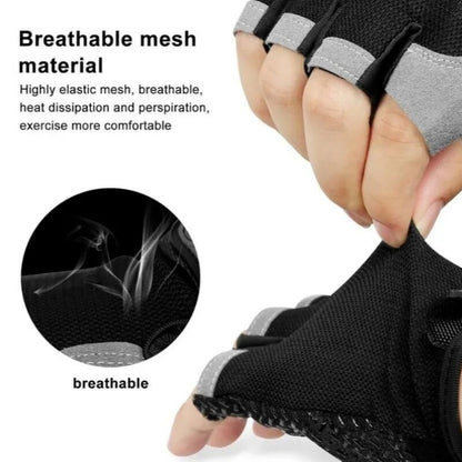 Fingerless Gloves, Shock Absorbing Sports Gloves, Anti Slip Gym Gloves, Breathable Training Gloves for Weight Cycling