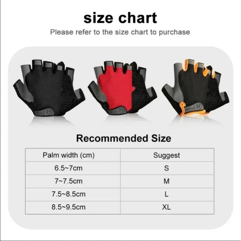 Fingerless Gloves, Shock Absorbing Sports Gloves, Anti Slip Gym Gloves, Breathable Training Gloves for Weight Cycling