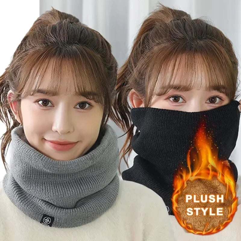 Warm Knitted Scarf Winter Neck Gaiter Thickened Plush Tube Scarf Windproof Cold Proof Outdoor Sport 1