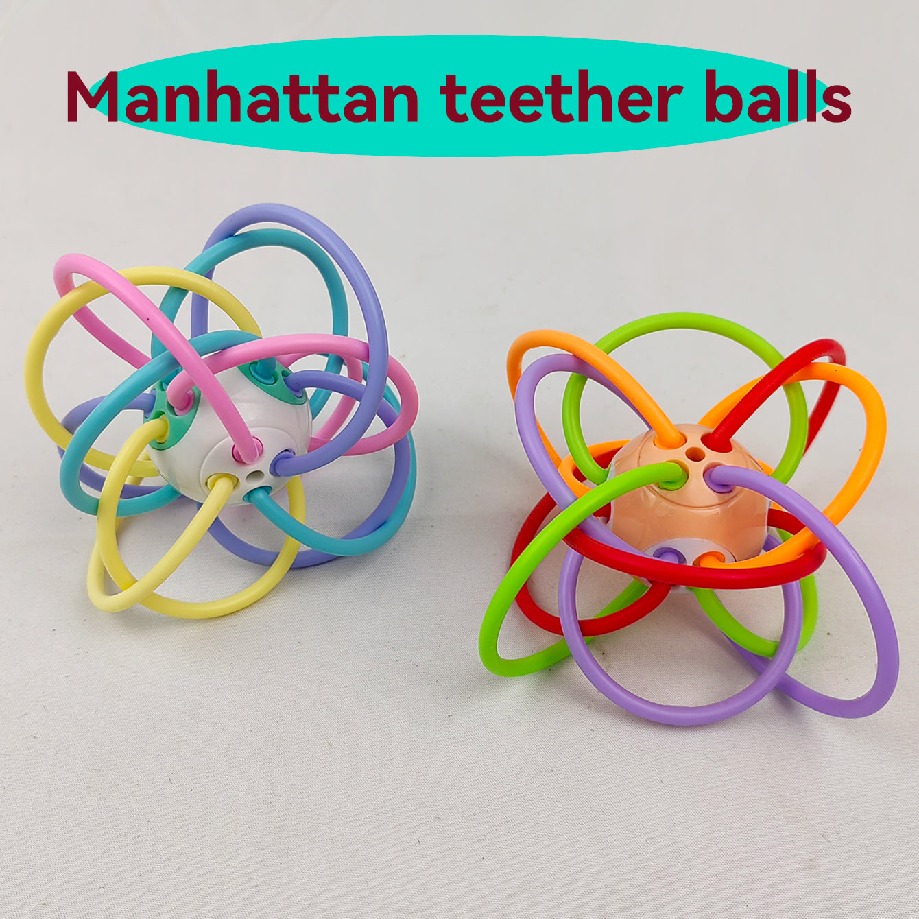 Educational Toy Ball Manhattan Square Golfer Sensory Grips Teether Grinding Ball Baby Learning Play 1