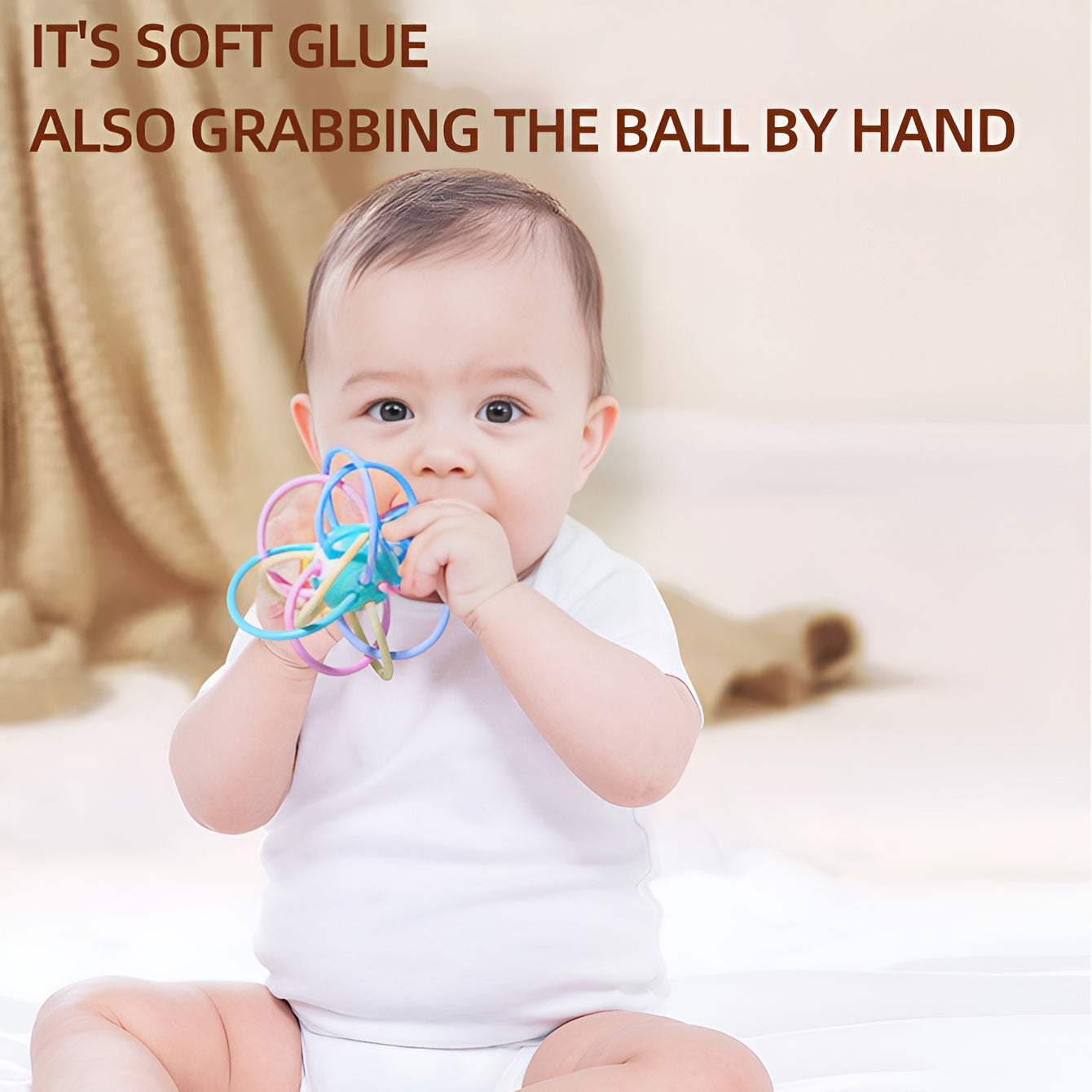 Educational Toy Ball Manhattan Square Golfer Sensory Grips Teether Grinding Ball Baby Learning Play 3