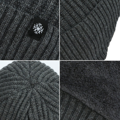 Velvet Warm Ear Hood Integrated Hat, Outdoor Men Winter Knitted Hat, Outdoor Sports Bicycle Skiing Running Cold Cap
