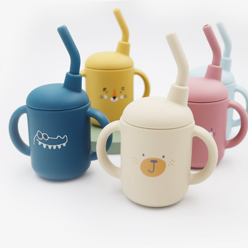 Feeding Cup Leakproof Trainer Cup, BPA Free Portable Storage Snack Container, New Cartoon Baby Silicone Sippy Cup