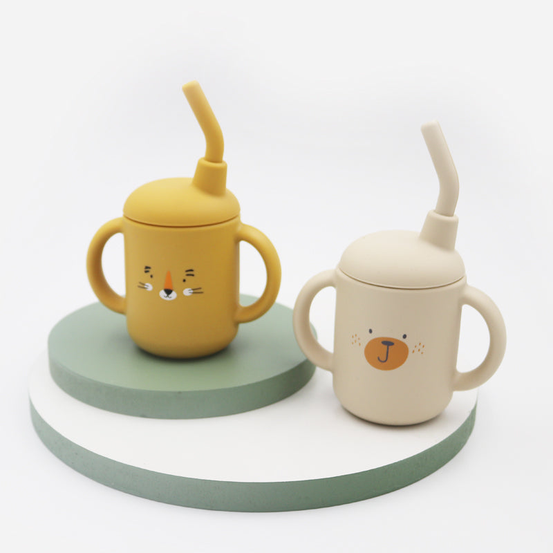 Feeding Cup Leakproof Trainer Cup BPA Free Portable Storage Snack Container New Cartoon Baby Silico 1