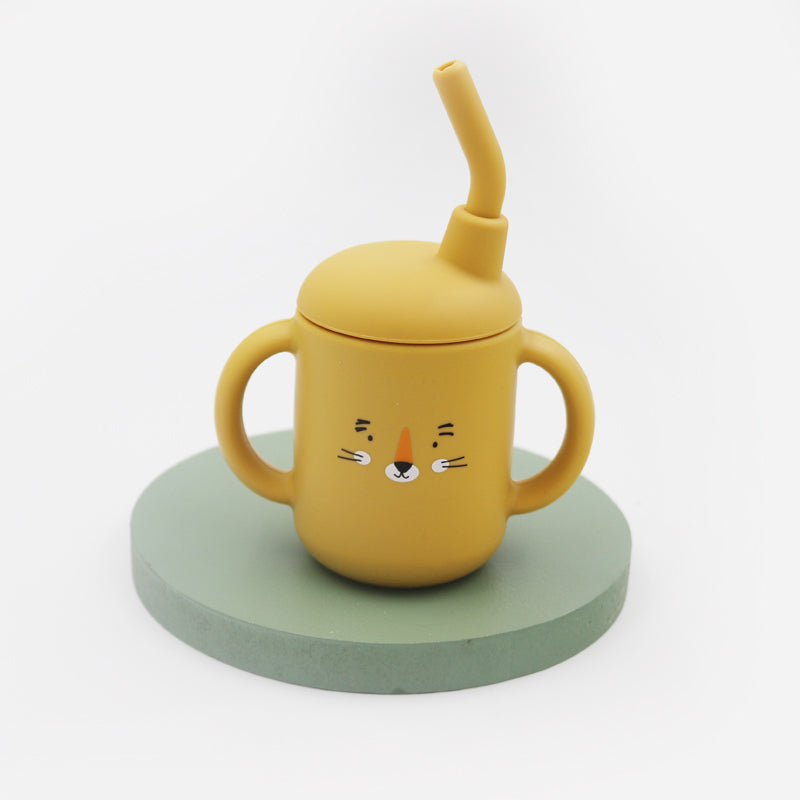 Feeding Cup Leakproof Trainer Cup BPA Free Portable Storage Snack Container New Cartoon Baby Silico 9