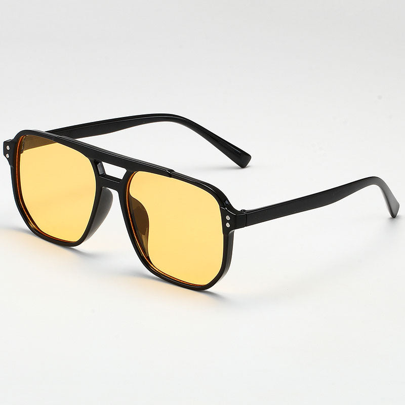 Women Square Sun Glasses Retro Polygon Eyeglasses Men Double Beam Sunglasses Vintage Fashion Black  4