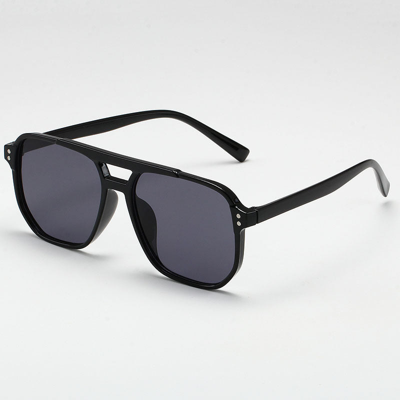 Women Square Sun Glasses Retro Polygon Eyeglasses Men Double Beam Sunglasses Vintage Fashion Black  3