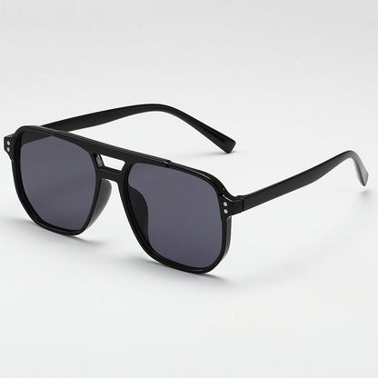 Women Square Sun Glasses Retro Polygon Eyeglasses Men Double Beam Sunglasses Vintage Fashion Black  3