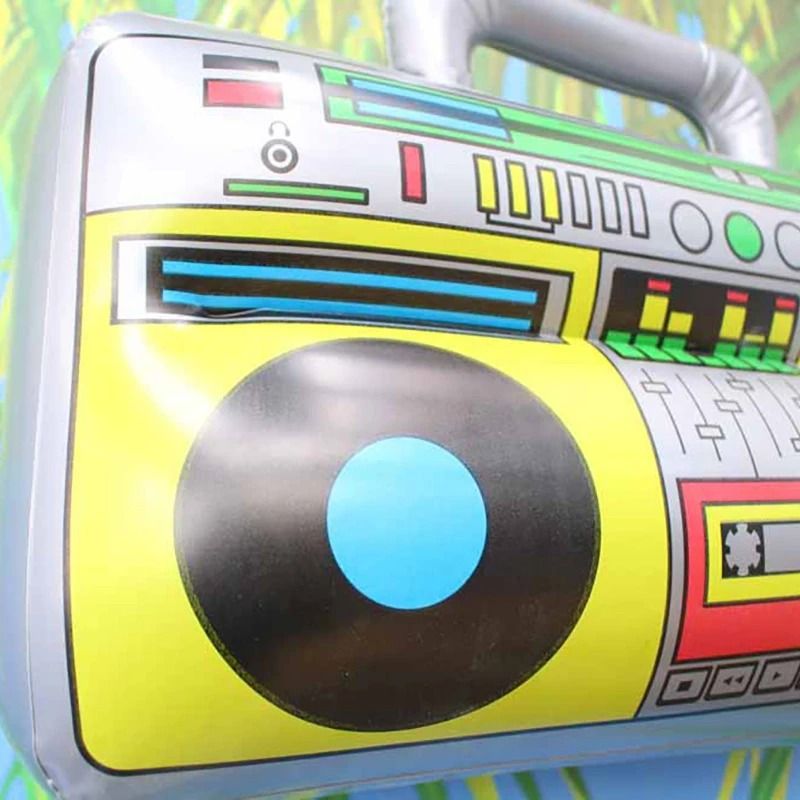 Inflatable Boombox And Microphone Set 80s 90s Theme Disco Party Props 2