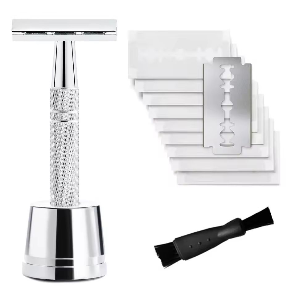 Womens Reusable Double Edge Safety Razor Set With 10 Blades 14