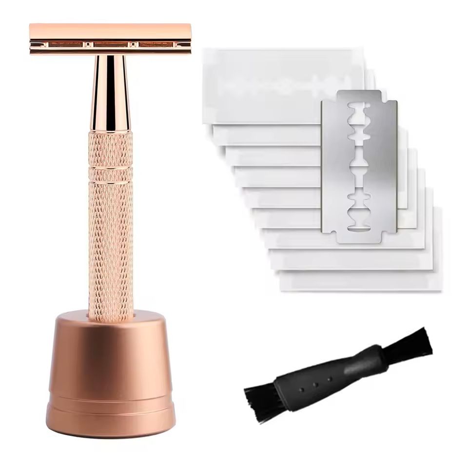 Womens Reusable Double Edge Safety Razor Set With 10 Blades 15