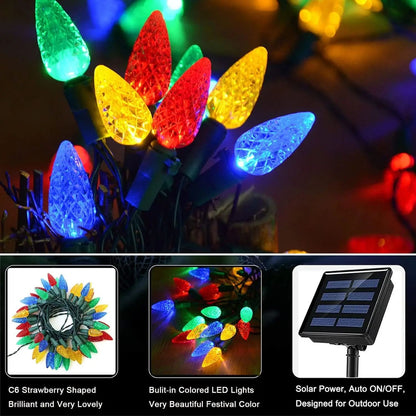 Solar Strawberry Christmas String Lights 3