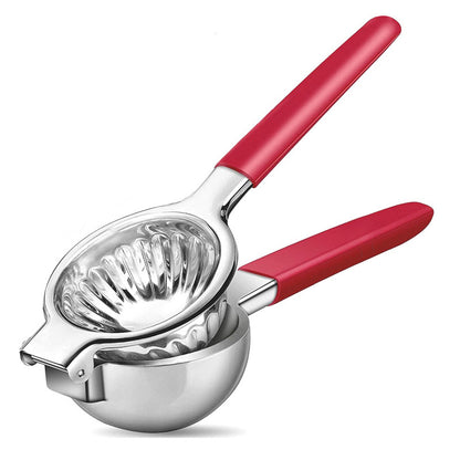 Manual Citrus Juicer Durable Metal, LemonSqueezerStainless Steel LARGE, PremiumQuality Silver Juicing Bowl, Non SlipGrip