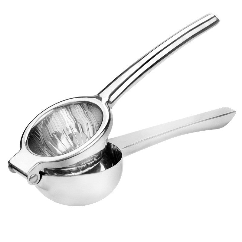 Manual Citrus Juicer Durable Metal, LemonSqueezerStainless Steel LARGE, PremiumQuality Silver Juicing Bowl, Non SlipGrip