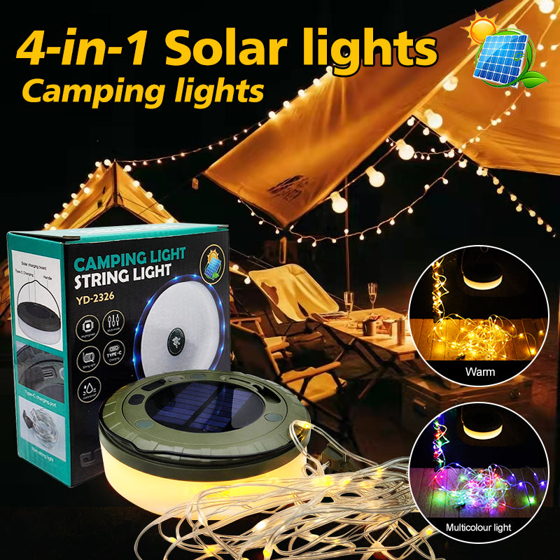 Solar Lights, Outdoor Camping Light, RGB Atmosphere Light, String Light Outdoor Tent, LED Flashlight With Hook