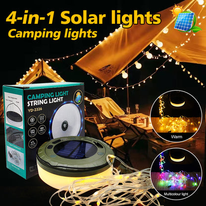 Solar Lights, Outdoor Camping Light, RGB Atmosphere Light, String Light Outdoor Tent, LED Flashlight With Hook