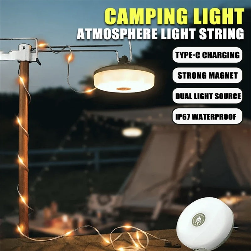 Solar Lights Outdoor Camping Light RGB Atmosphere Light String Light Outdoor Tent LED Flashlight Wi 1