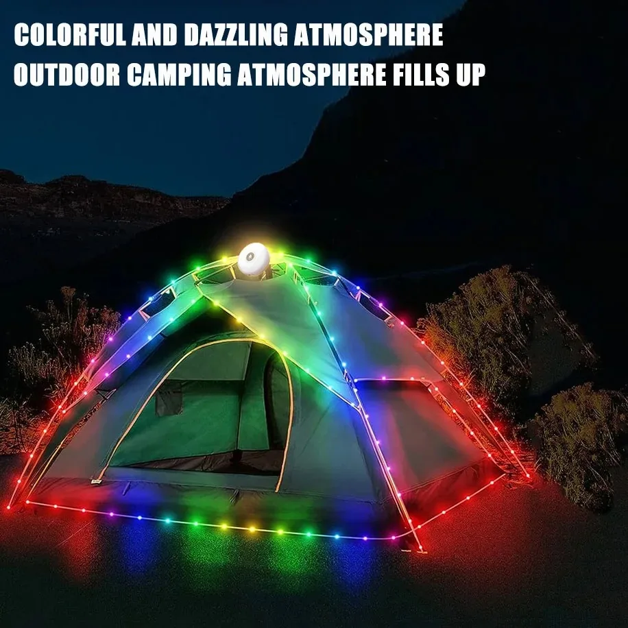 Solar Lights Outdoor Camping Light RGB Atmosphere Light String Light Outdoor Tent LED Flashlight Wi 4