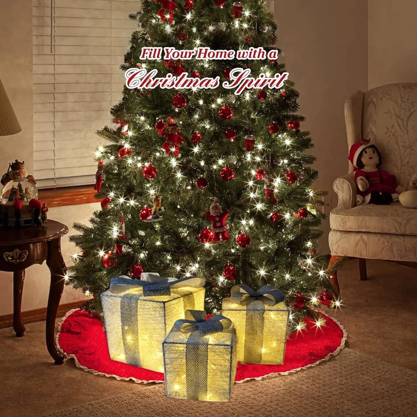 Set Of 3 Christmas Lighted Gift Box Set LED Holiday Decoration For Home And Yard 3