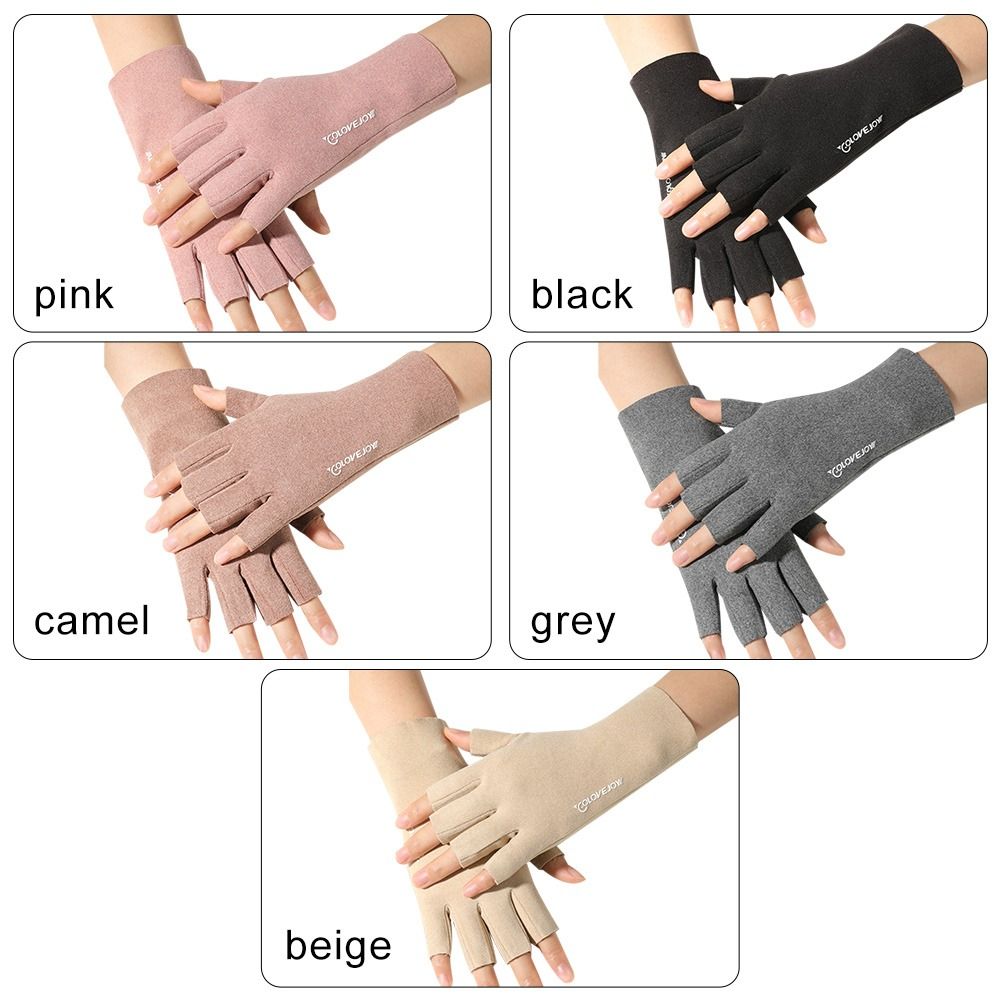 Semi Finger Short Mittens, German Velvet Touchscreen, Autumn Winter Solid Color, Half Finger Gloves