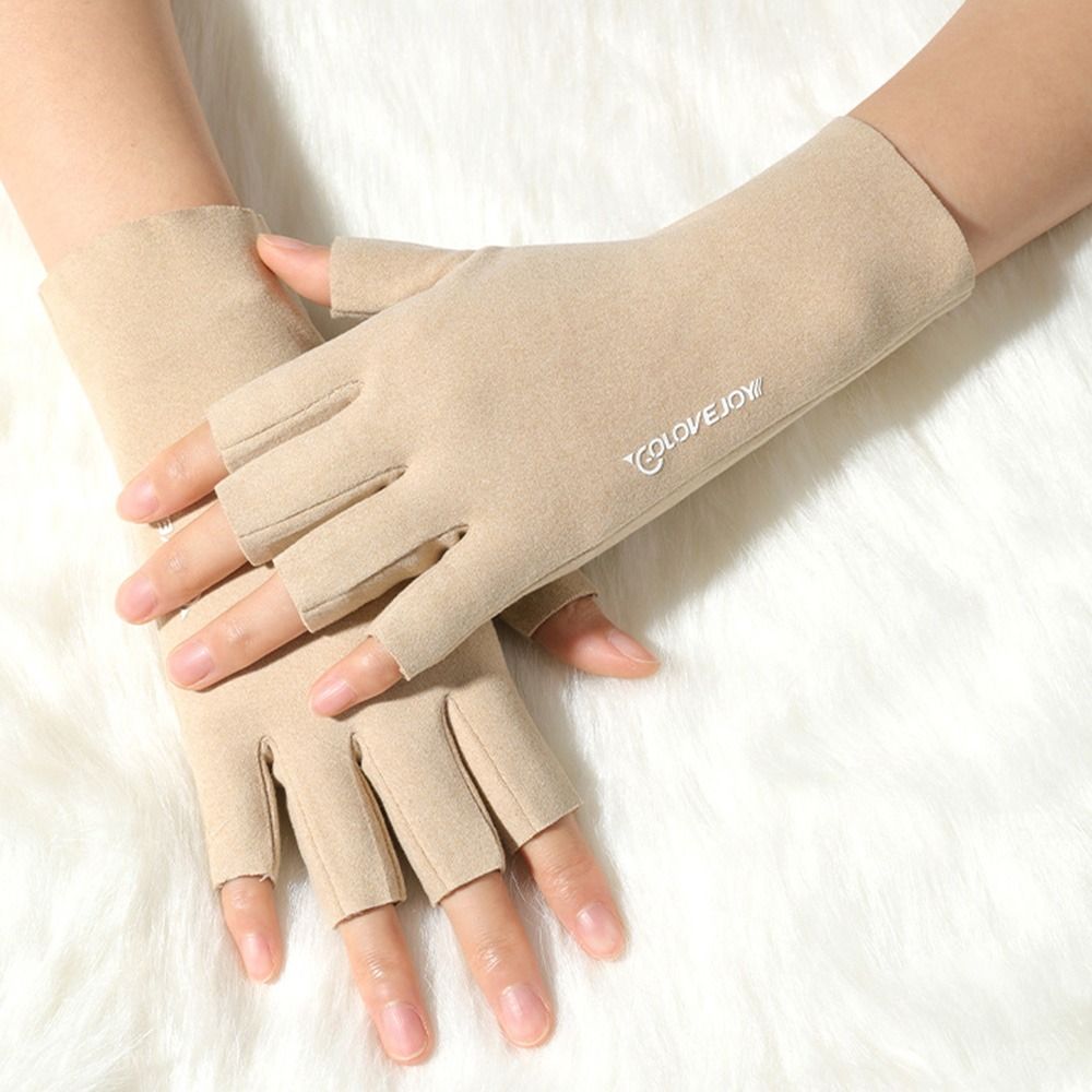 Semi Finger Short Mittens, German Velvet Touchscreen, Autumn Winter Solid Color, Half Finger Gloves