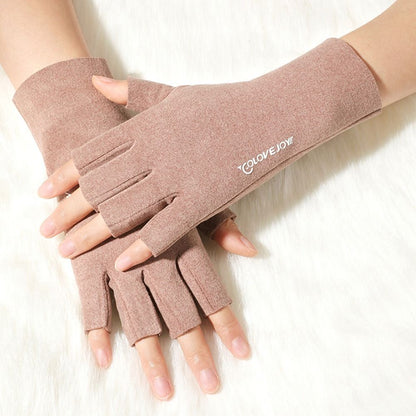 Semi Finger Short Mittens, German Velvet Touchscreen, Autumn Winter Solid Color, Half Finger Gloves